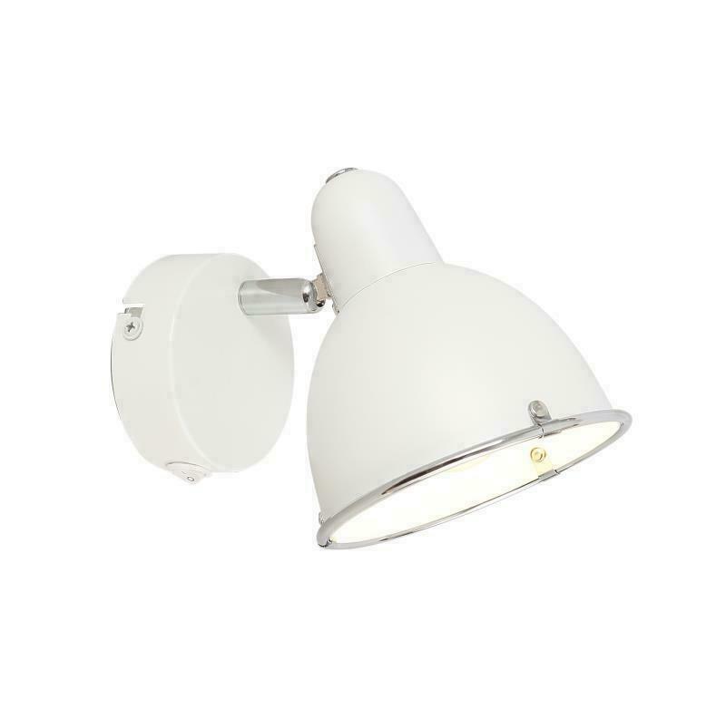 Single Bedside Lamp Shade wall Light Fitting with Rocker Switch white Chrome UKEW