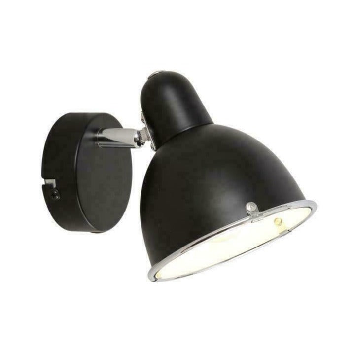 Single Bedside Lamp Shade wall Light Fitting with Rocker Switch Black Chrome UKEW