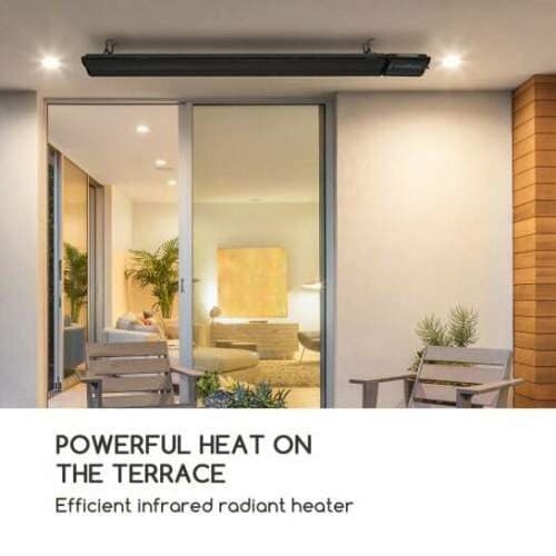 Best Radiant heater bar 2400W IP44 Infrared wall/ceiling Black Remote Control ukewInstaheat