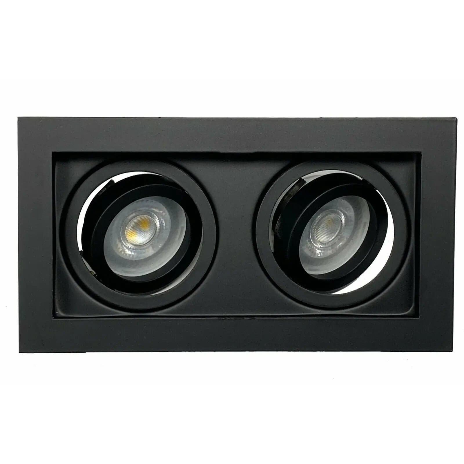 Decorative black Ceiling Downlight  GU10 Twin Square Recessed Spotlight Led Tilt UKEW®