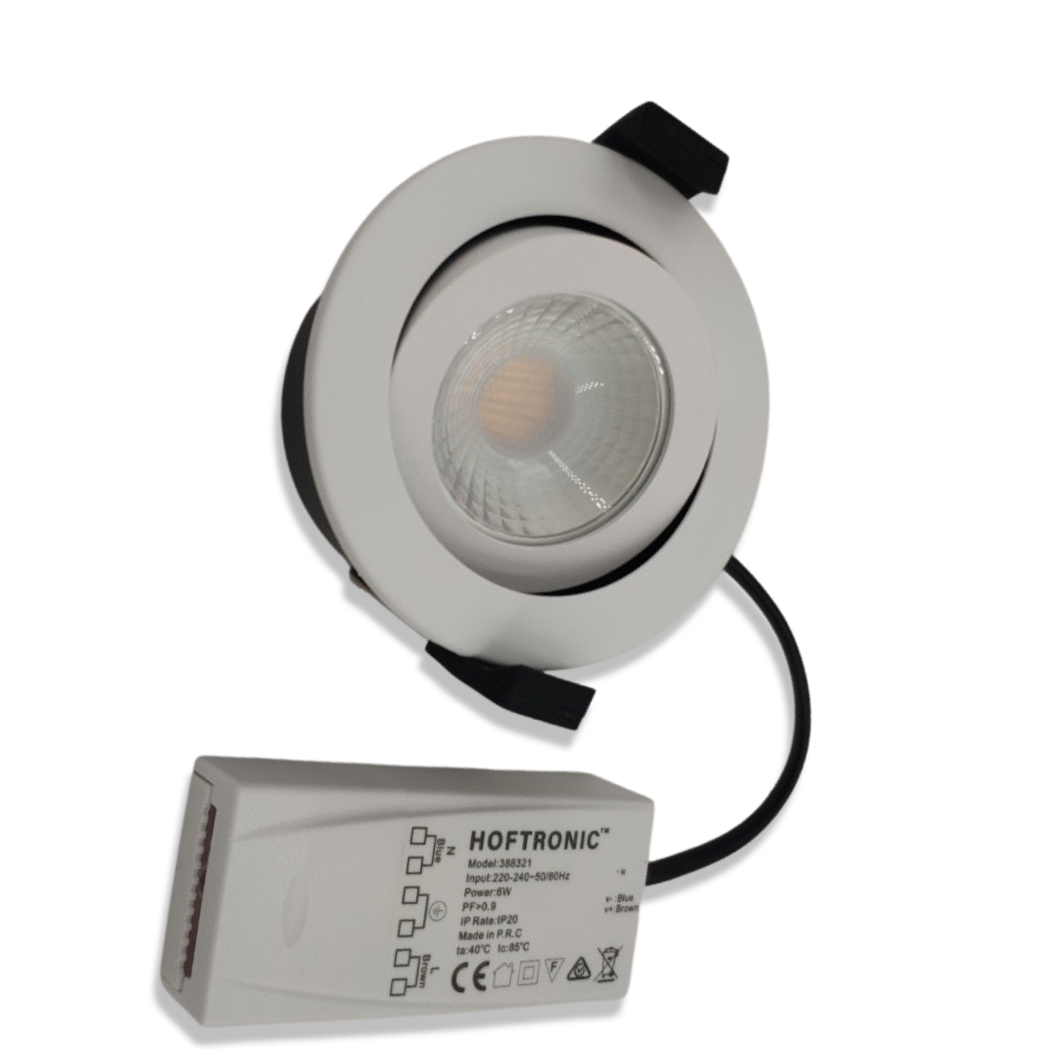 Fire Rated 6W LED Tilt Dimmable Downlight Recessed Ceiling Spotlights IP65 UKEW Lighting