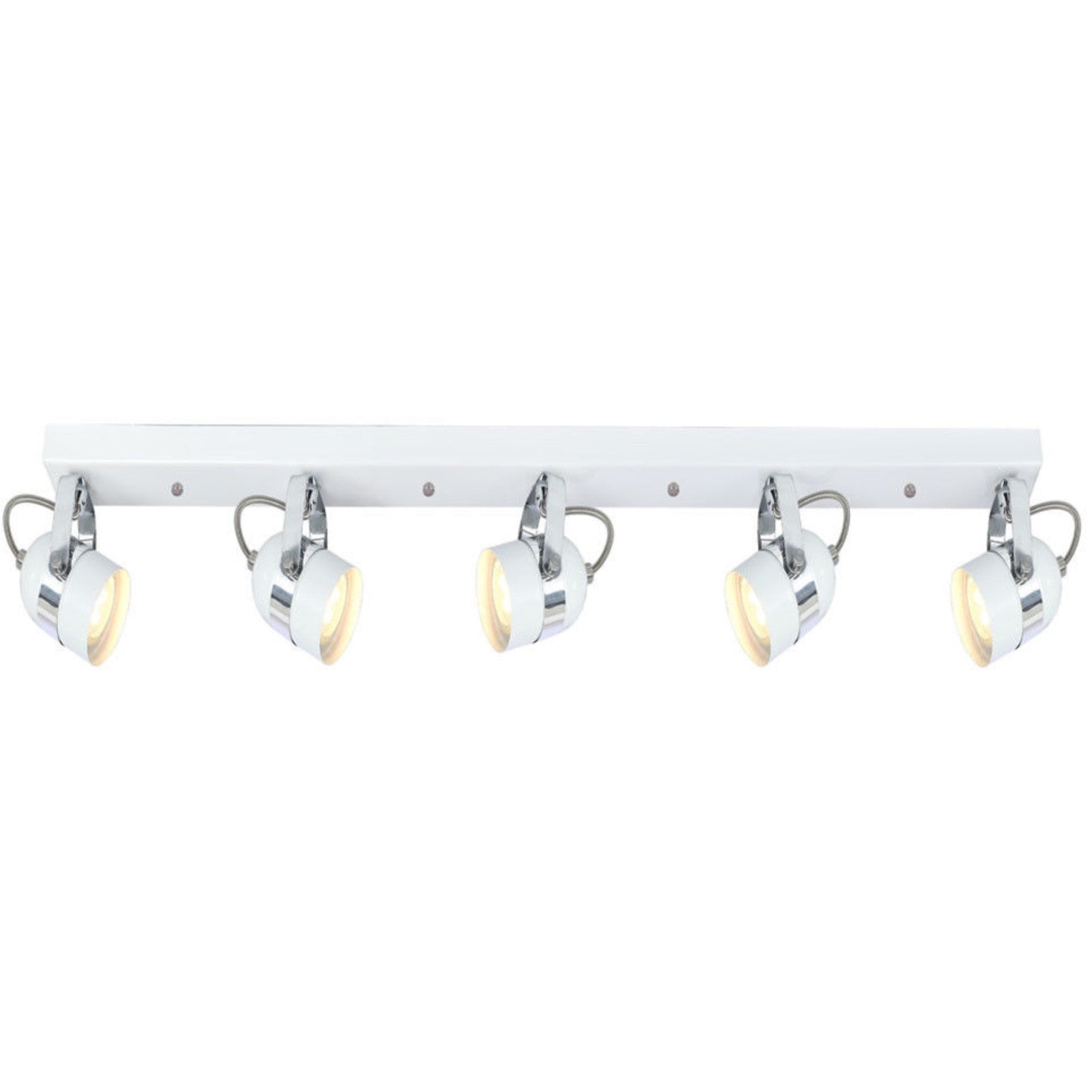 Modern 5 Way Straight Bar Ceiling Spotlight Fitting in a Gloss White Finish UKEW
