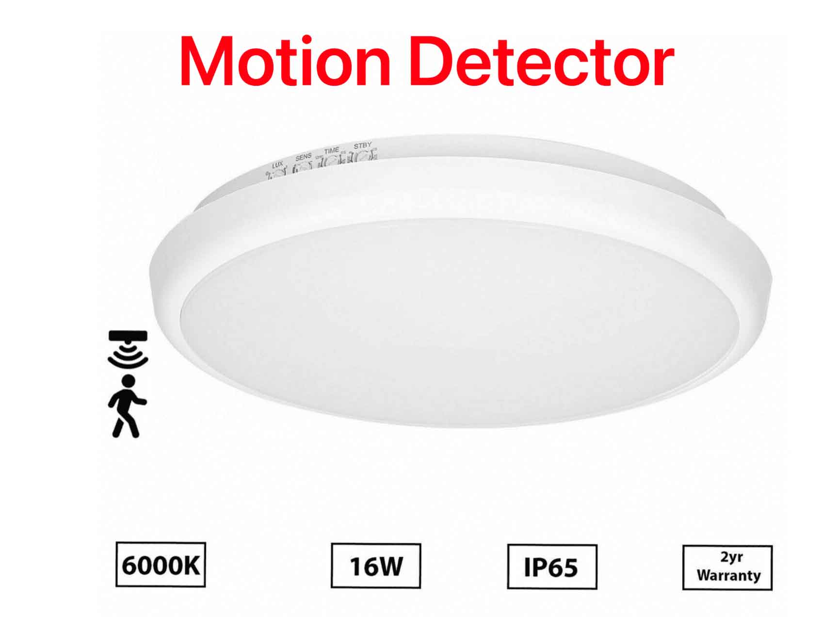 16W Led Low Ceiling Wall Motion Detect Sensor Bulkhead IP65 Cool White 6000K UKEW