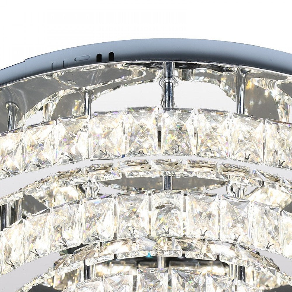 Crystal Square Flush Dimmable LED CCT Adjustable Chandelier Light Chrome UKEW